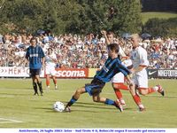 Amichevole, 26 luglio 2003: Inter - Sud Tirolo 4-0, Rebecchi segna il secondo gol nerazzurro